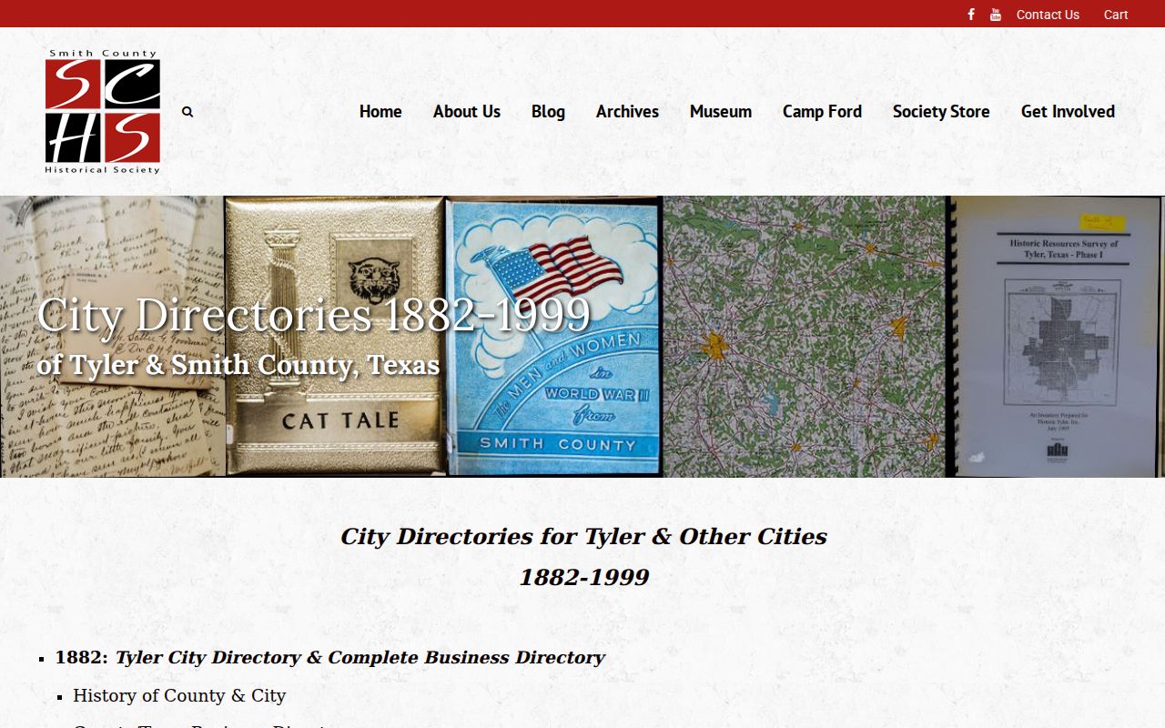 Tyler city directory holdings at the Smith County Historical Society
