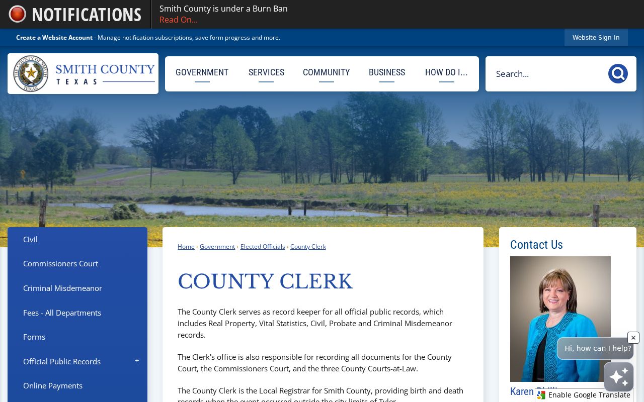 Tyler residents directory Smith County Clerk records office