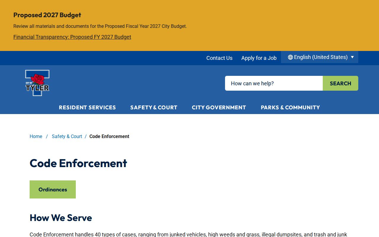 Tyler neighbors code enforcement address records