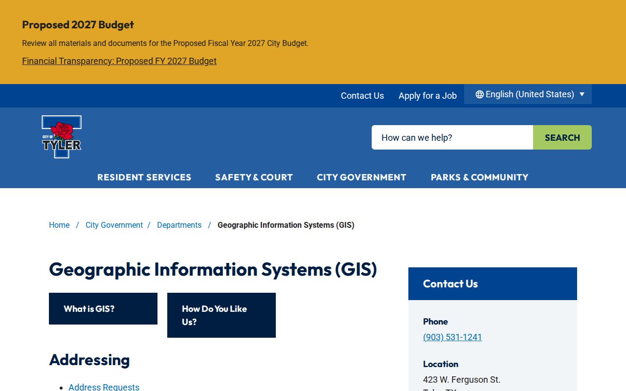 Tyler street directory GIS and address authority resources